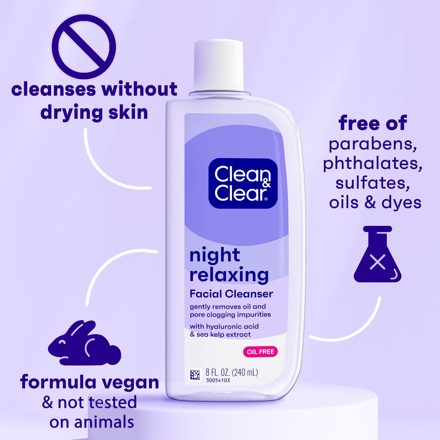 Clean & Clear Night Relaxing Oil-Free Night Face Wash, 8 fl. oz