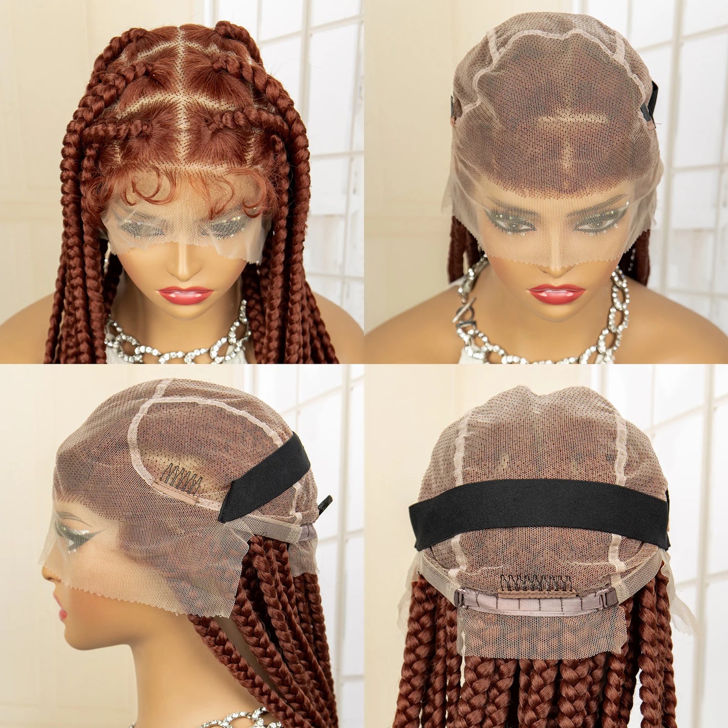 Synthetic Full Lace Big Knotless Box Braided Wigs for Women 36 Inches Lace Frontal Cornrow Braiding Wig with Baby Hair